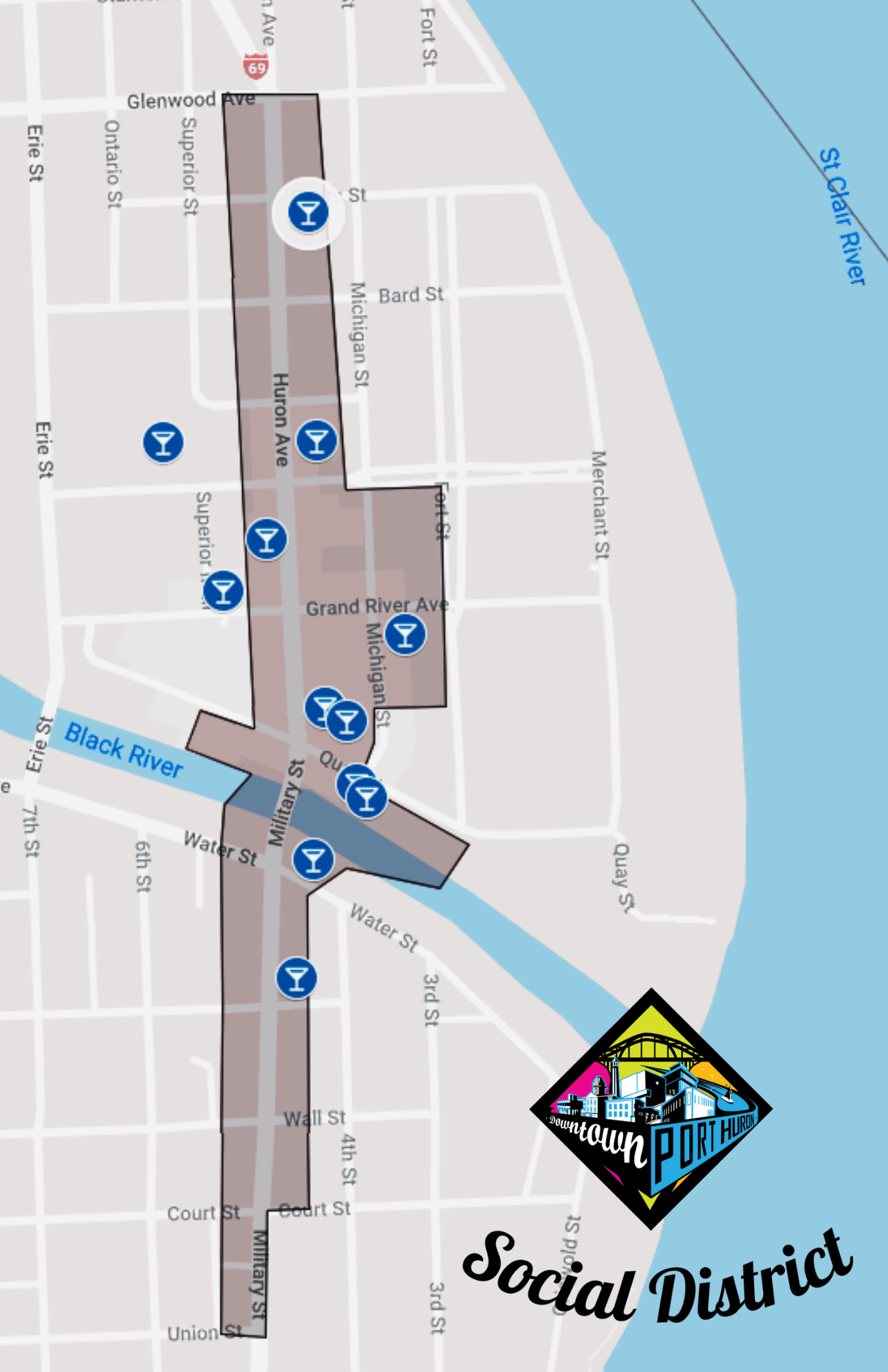 Map of downtown social district