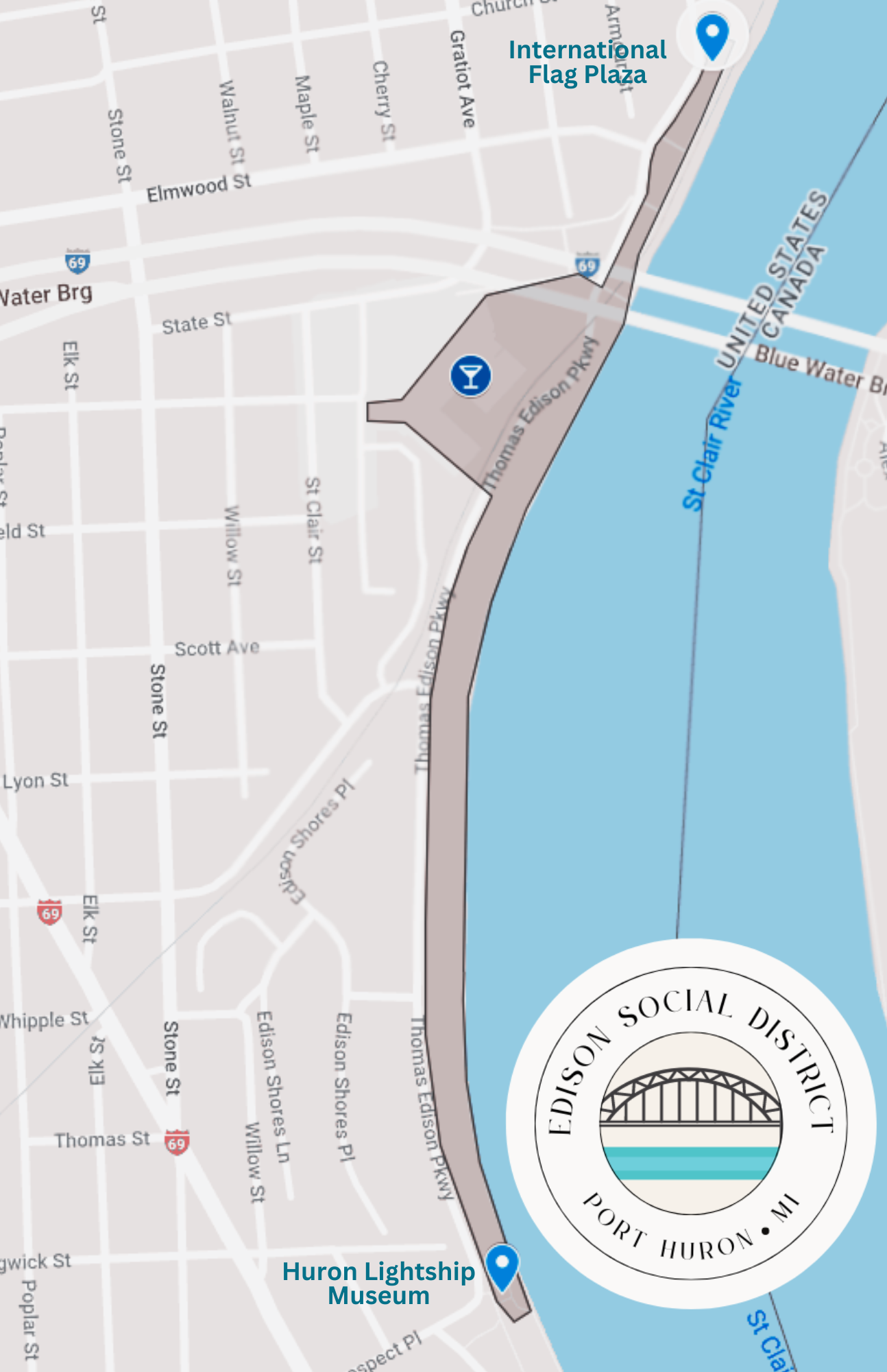 Map of downtown social district