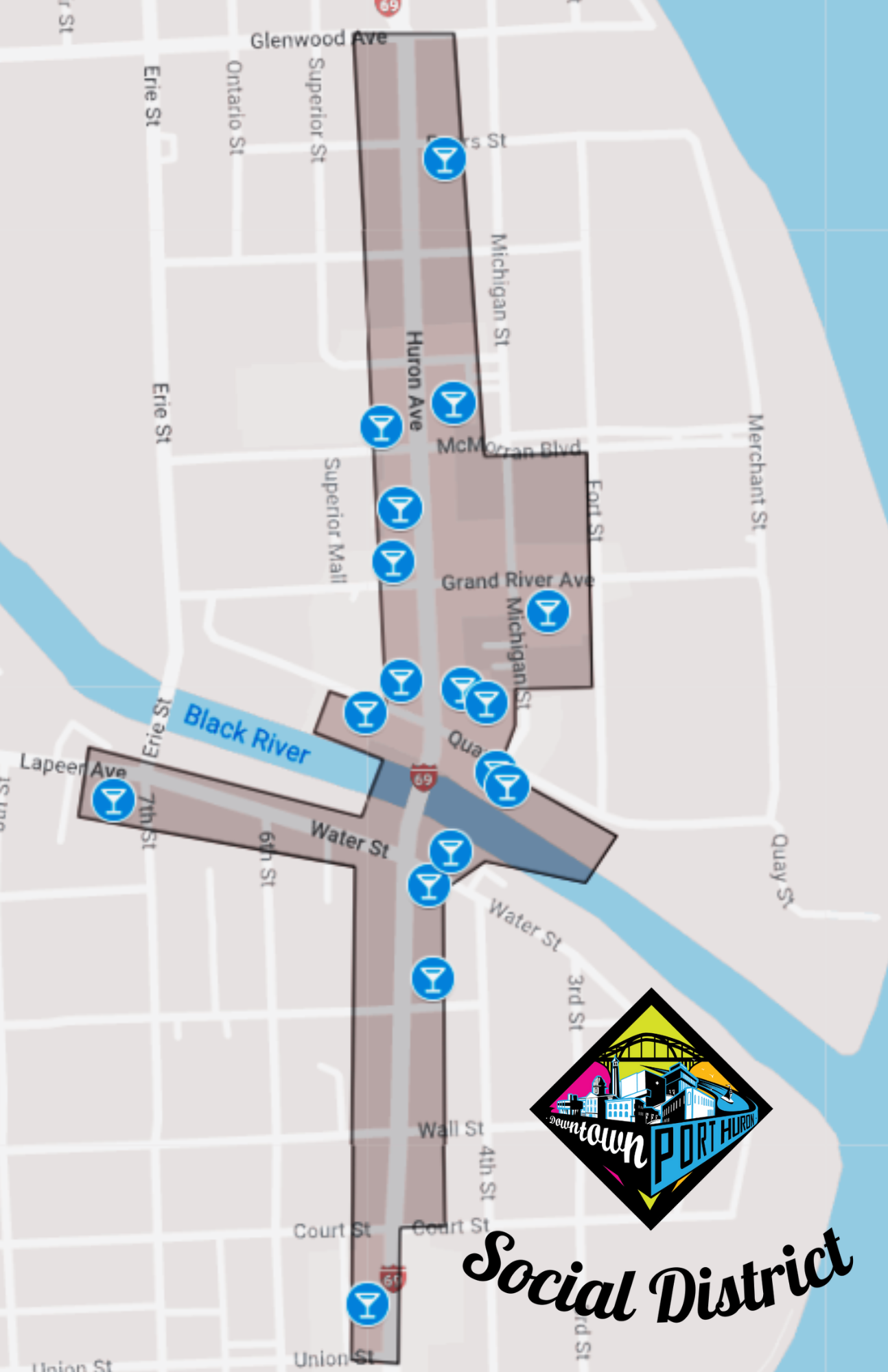 Map of downtown social district